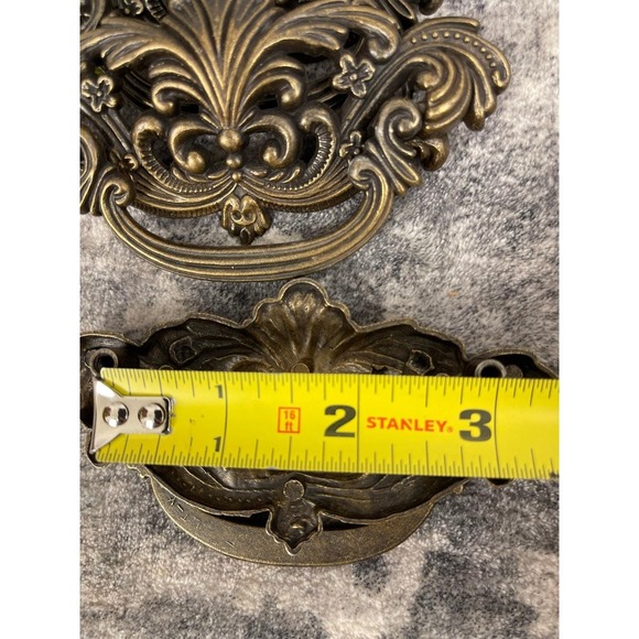 Vtg Style Ornate Scalloped Drawer Bail Pulls Gold Hollywood Regency Luxury Decor - Picture 8 of 8